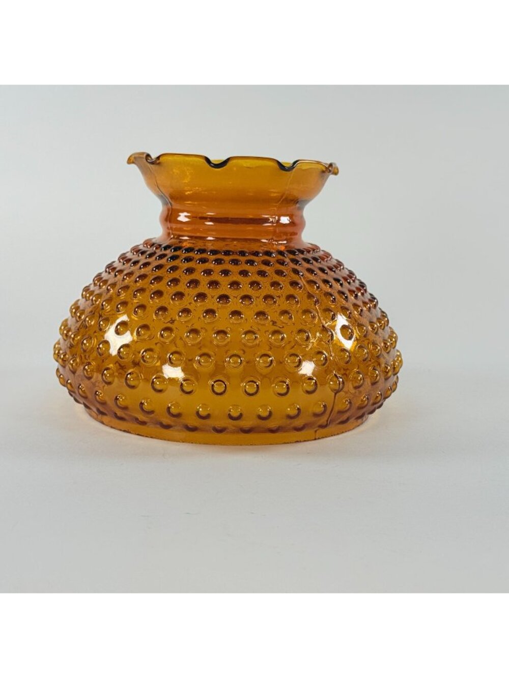 Vintage Hobnail Hurricane Lamp Shade Brown Yellow Glass 7 Inch Fitter 4.5 Top